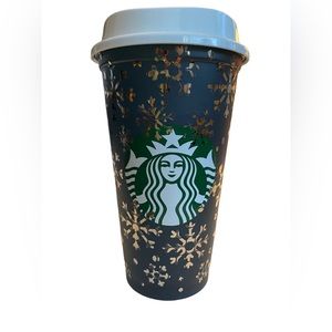 Snowflake Inspired 16oz Starbucks reusable hot cup.